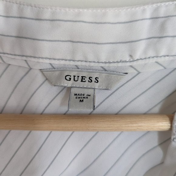 Guess White Stripped Silk Blouse M - Picture 3 of 4